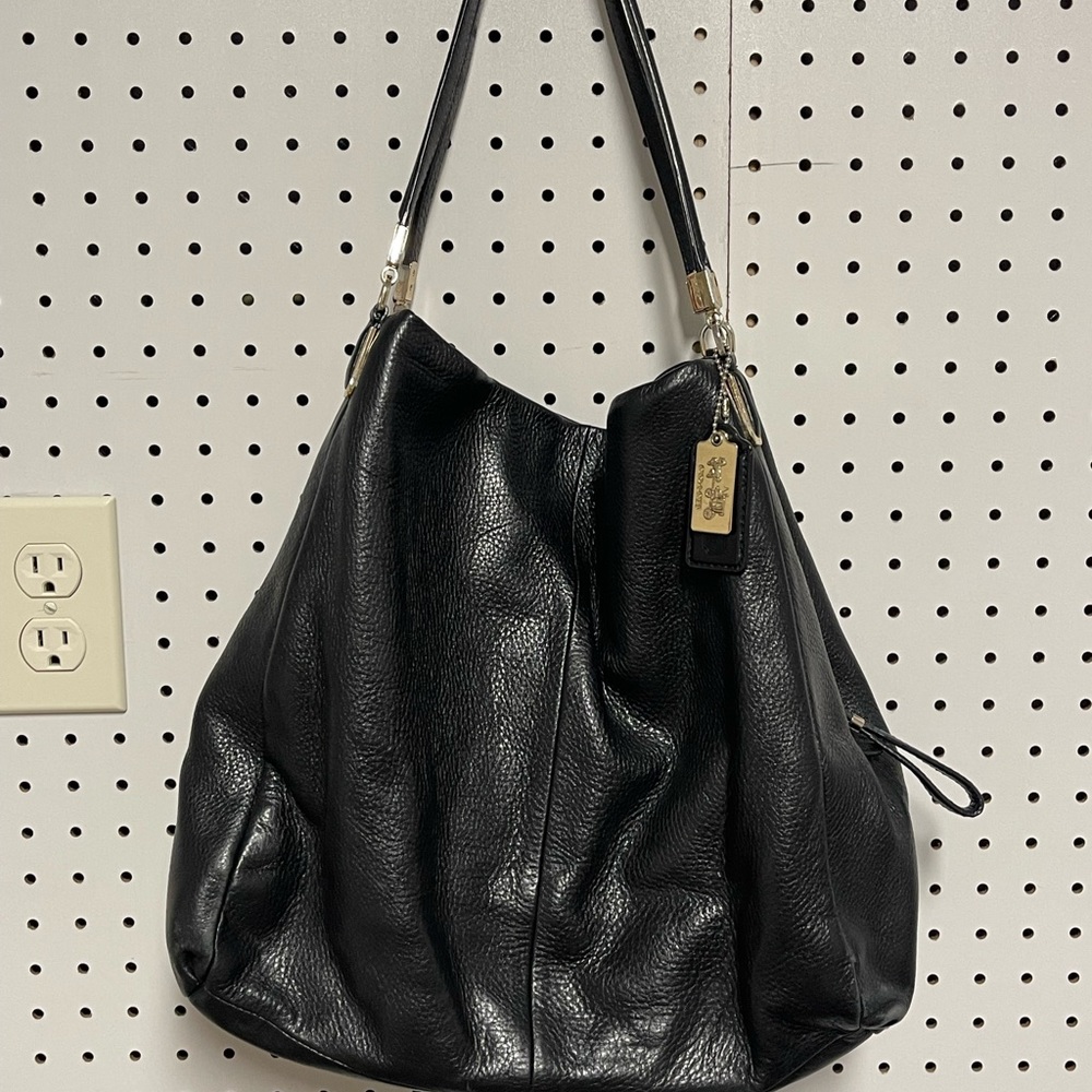 VINTAGE COACH DALTON BLACK LEATHER BAG